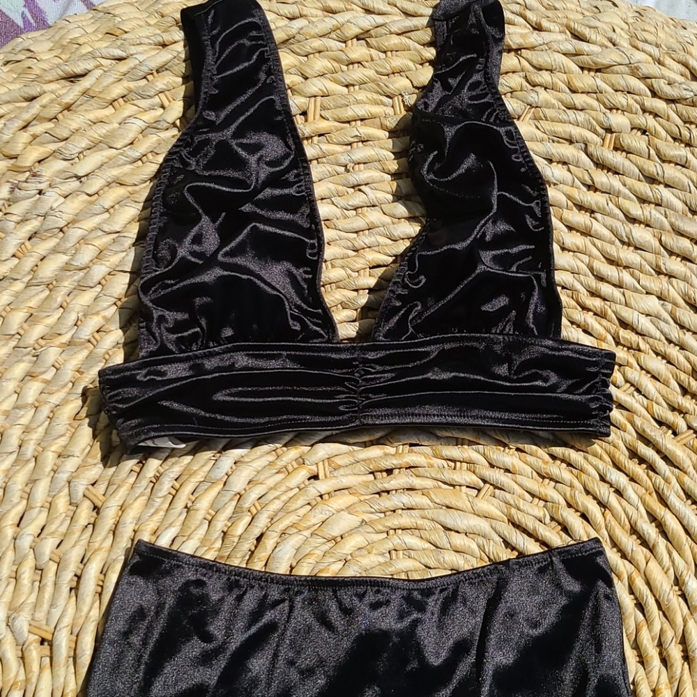 Black top and skirt set